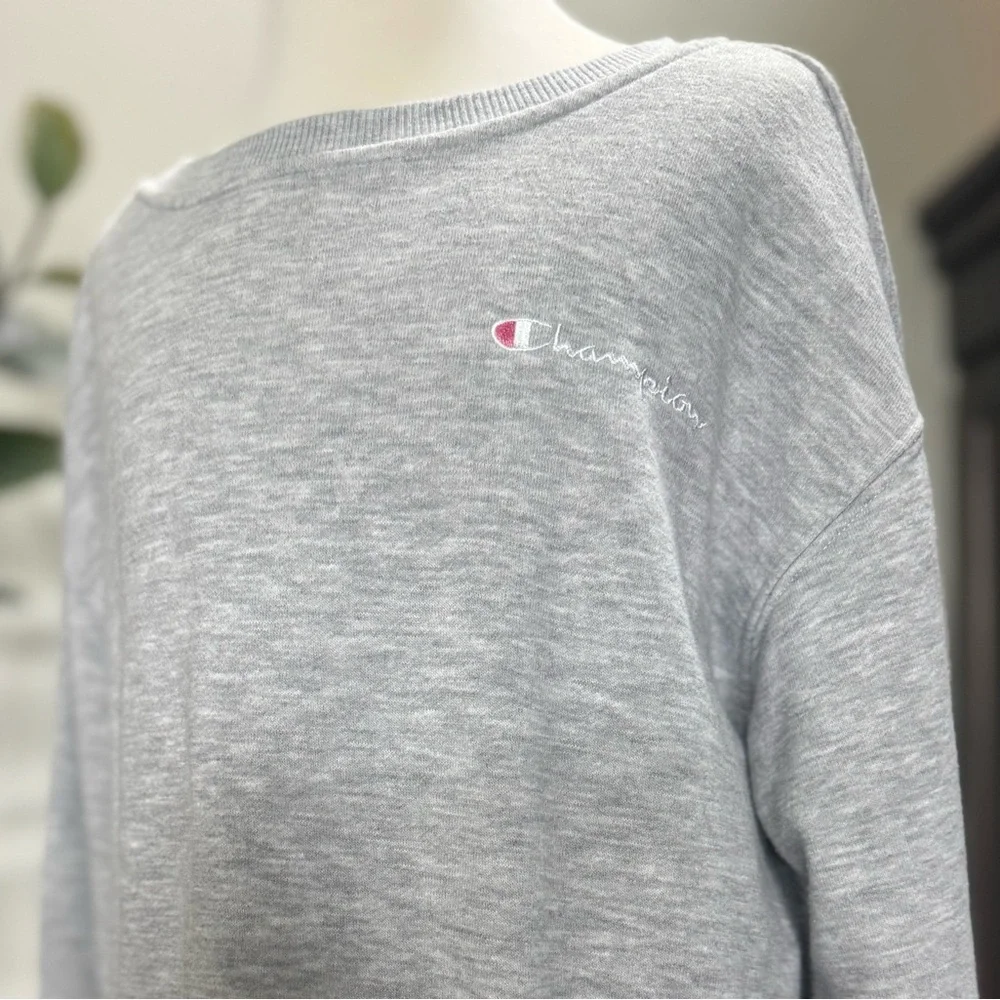 Champion Gray Crewneck Sweater Soft Knit Classic